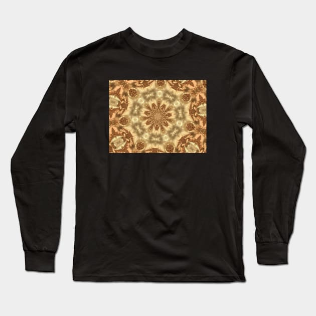 Molten Gold Fractal Mandala Kaleidoscope Abstract 2 Long Sleeve T-Shirt by Artist4God